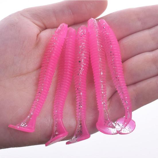 10/30/50Pcs Fishing Lures Soft Baits with T-Tail Vibrant Color Tear-Resistant Reusable Flexible Soft Artificial Lures Fake Baits