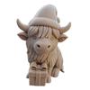 Highland Cow Home Bonsai Decor Mini Cow Figurine with Cowboy Hat 3D Printed Realistic Texture Halloween Ornament