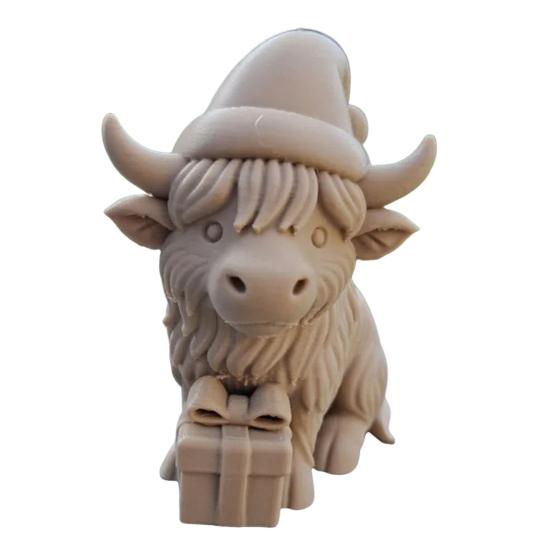 Хайлендская корова Домашний декор бонсай Мини-фигурка коровы в ковбойской шляпе Напечатанная на 3D-принтере Реалистичная текстура Хэллоуинское украшение