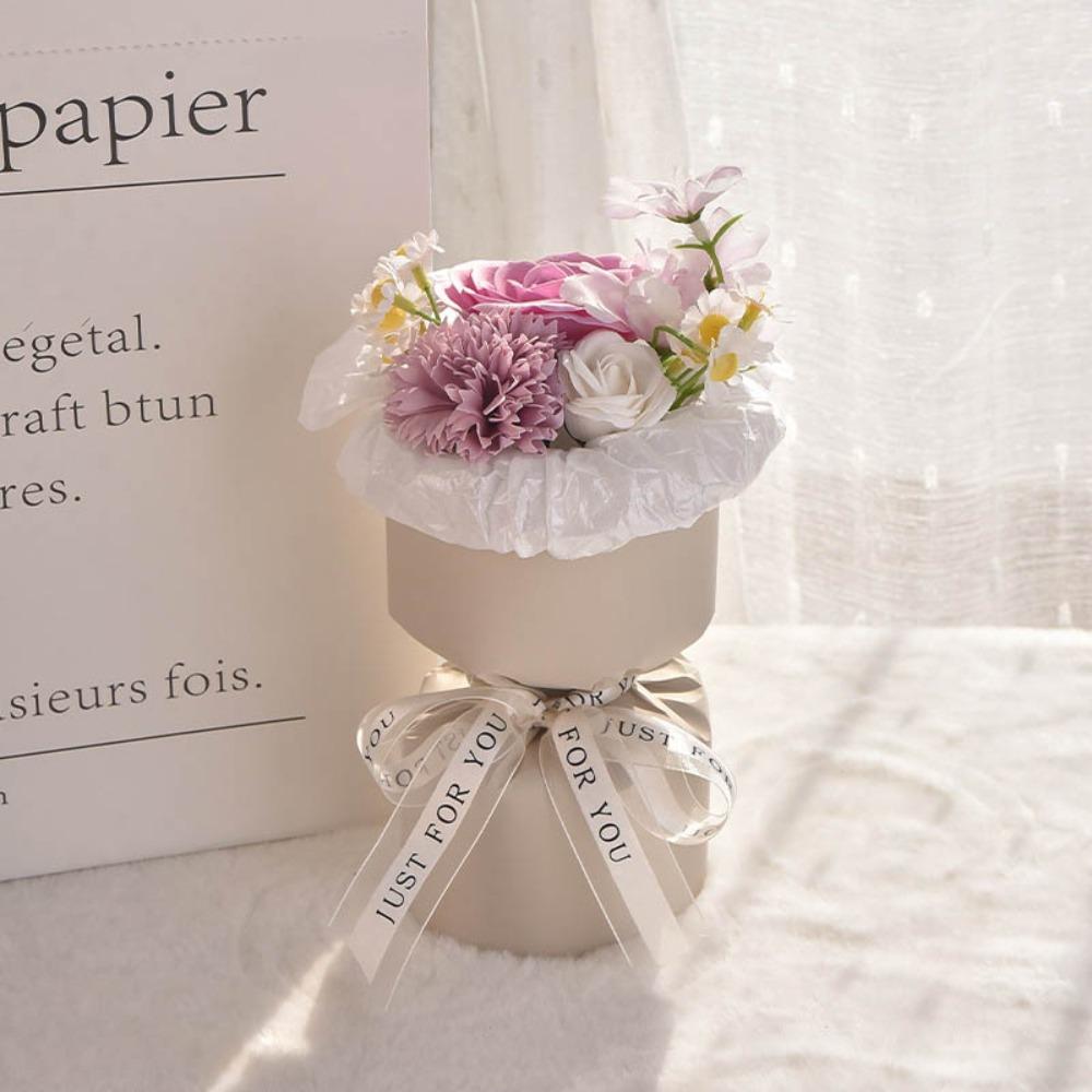 Carnation Rose Bouquet Artificial Hand Holding Soap Flower Decoration Fake Flower  Valentine Day