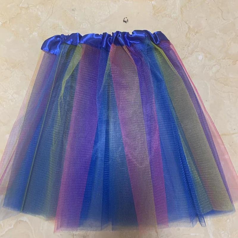 Girls Cheerleading Rainbow Tutu Skirt Child Dance Party Ballet Tulle Tutu Skirt 3 Layers Princess Birthday Party Gift 2-8 Years