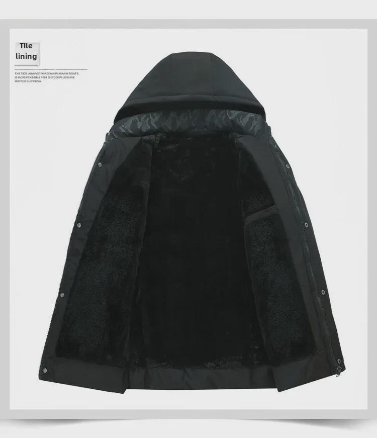 2021 Velvet-Lined Cotton Winter Coat: Men's Mid-Aged & Elderly