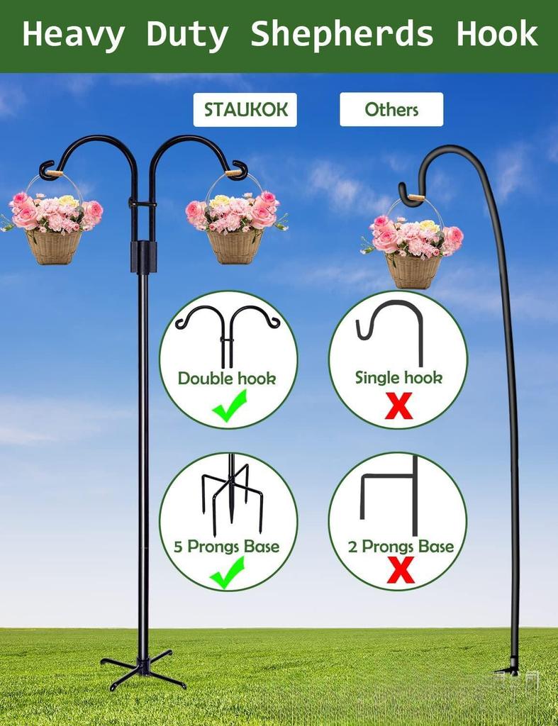 Железный садовый крюк-пастух с двойным кронштейном, устойчивый к ржавчине