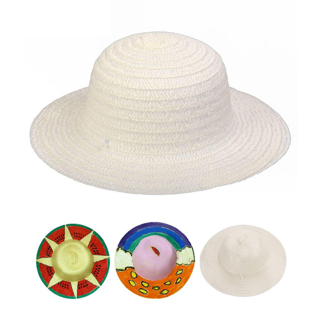 Раскрашивание Шляпа Соломенные шляпы Сделай сам Кепка Пляжная шляпа от солнца Искусство Детский сад Дети