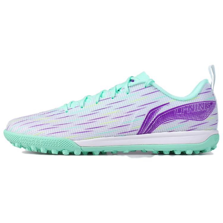 Li-Ning Comfortable Trendy TF (Rubber Studs) Artificial Turf Non-Slip Wear-Resistant Soccer Shoes Men Soccer Shoes Blue White Purple ASFU061-1
