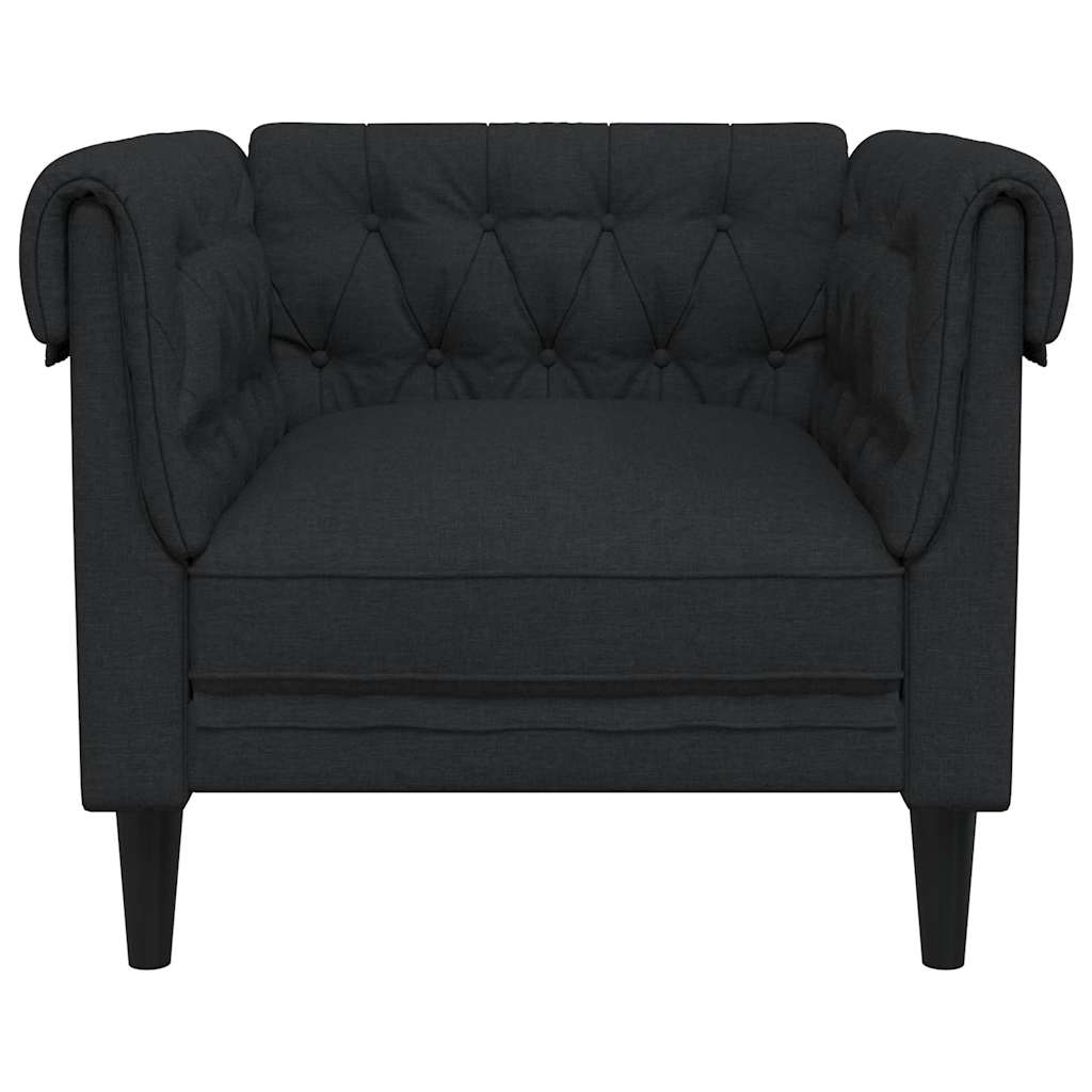 Chesterfield Armchair Black Fabric