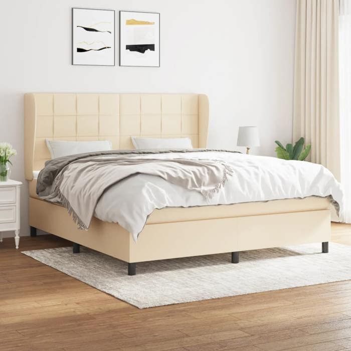 Maison Exclusive - Sommier à lattes de lit avec matelas Crème 180x200 cm Tissu