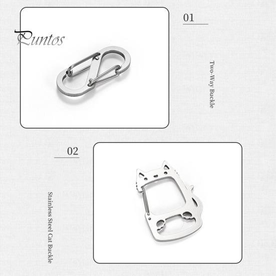 Брелок Lucky Cat из нержавеющей стали со съемными S-образными крючками, прочный портативный держатель для ключей для кемпинга на открытом воздухе, металлическая подвесная пряжка-карабин