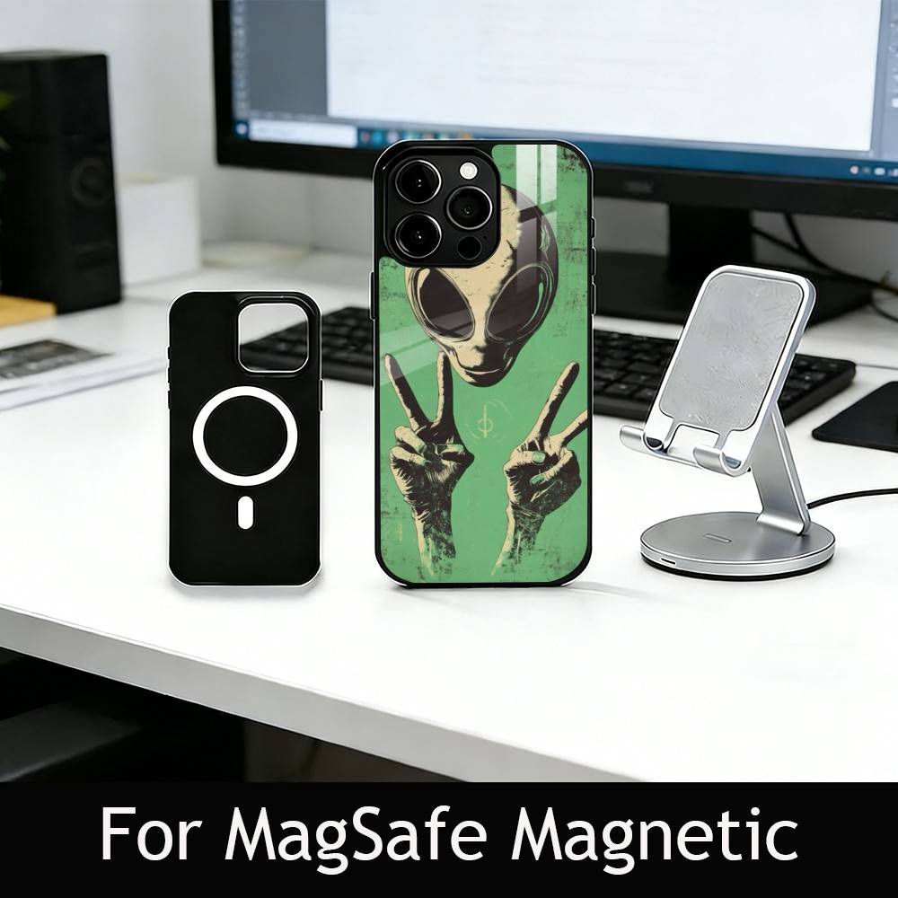 F-Смешной A-Инопланетный Чехол Для Телефона Для iPhone17,16,15,14,13,12,11 Plus,Pro Магнитный Для Magsafe Беспроводной Зарядки