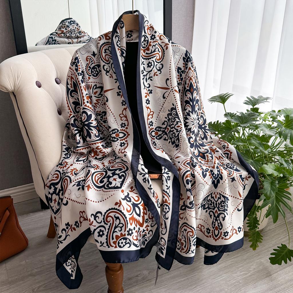 Luxury Brand Scarf Spring Summer Women Beach Sunscreen Fashion Party Shawl China Quality Silk Lady Popular Print Scarves Hijab