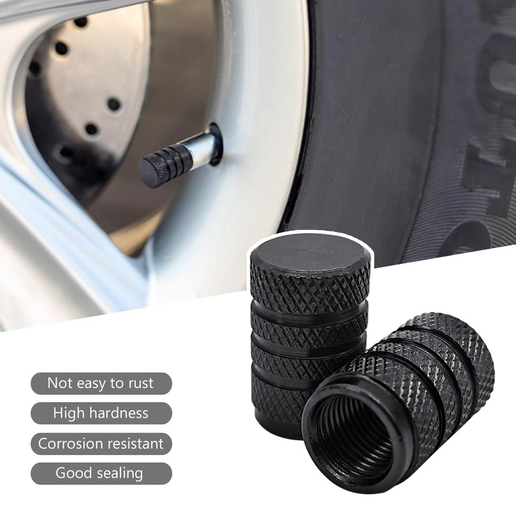 8 шт. колпачок для вентиля шины, универсальный алюминиевый колпачок для вентиля шины, герметичный, водонепроницаемый, пылезащитный для автомобилей, внедорожников, грузовиков, мотоциклов, велосипедов (черный)