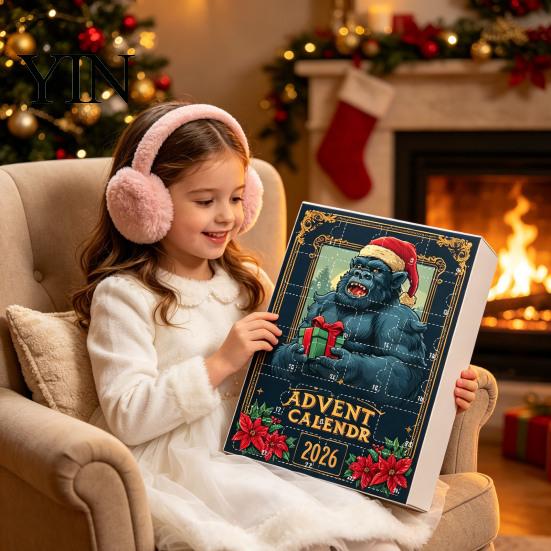 Christmas Gifts for Kids Advent Calendar, Ape Series 24 Day Countdown Box with Holiday Calendar Acrylic Pendants, Festive Tree Hanging Ornaments Home