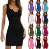Женское модное повседневное однотонное облегающее облегающее летнее платье без рукавов