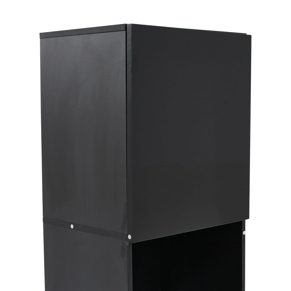 160 см, Стеклянная витрина Черная Высокий глянец - Современный комод много места для хранения, Высокий шкаф Хайборд, Шкаф Гостиная Кухня Столовая Офис