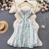 Women New Summer Fashion Sexy Spaghetti Strap Banquet Evening Party Dress Luxury Embroidery Mesh Flower Beach Holiday Dresses