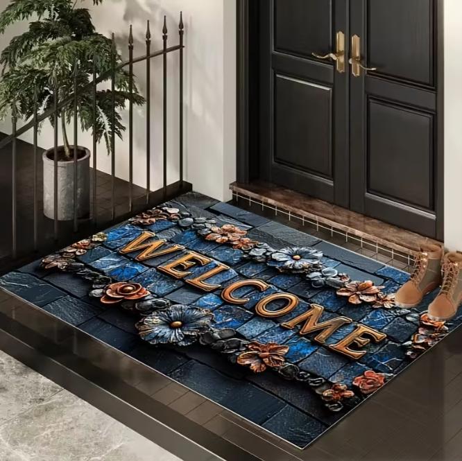 Креативный придверный коврик Фланелевый коврик с нескользящим основанием Домашний Американский Ретро Коврик для прихожей Удобный на ощупь Домашний декор