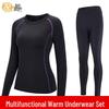 Unisex Slim-Fit Quick-Drying Sweat-Wicking Fleece Warm Underwear Set for Outdoor Sports