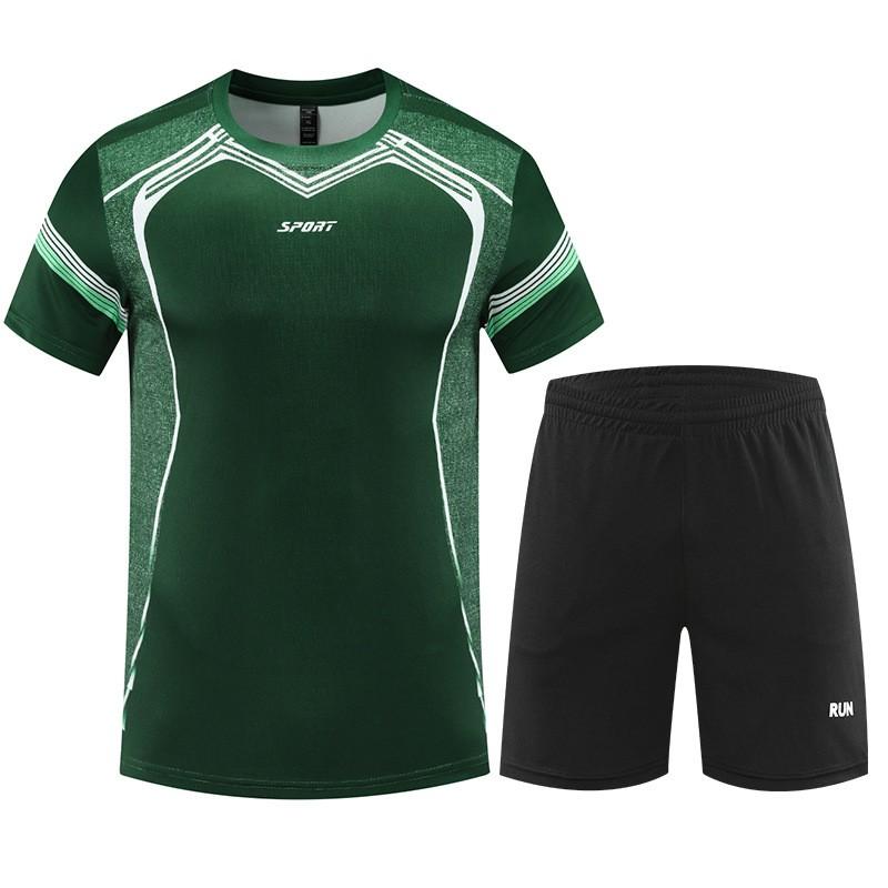 Mens Lightweight Quick-Dry Sport Set Short Sleeve T-Shirt Shorts Athletic Wear Breathable Gym Training Outfit