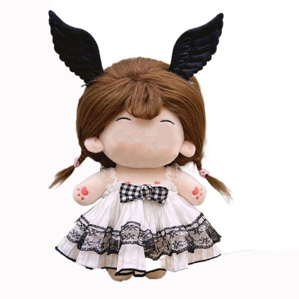 20CM Miniature Dress Suit Lolita Bowknot Headband Princess Dress Set Cotton Stuffed Doll