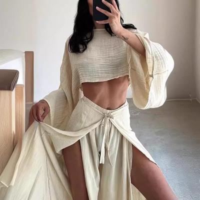 2024 Европейская и американская мода Женский свободный комплект топ и брюки