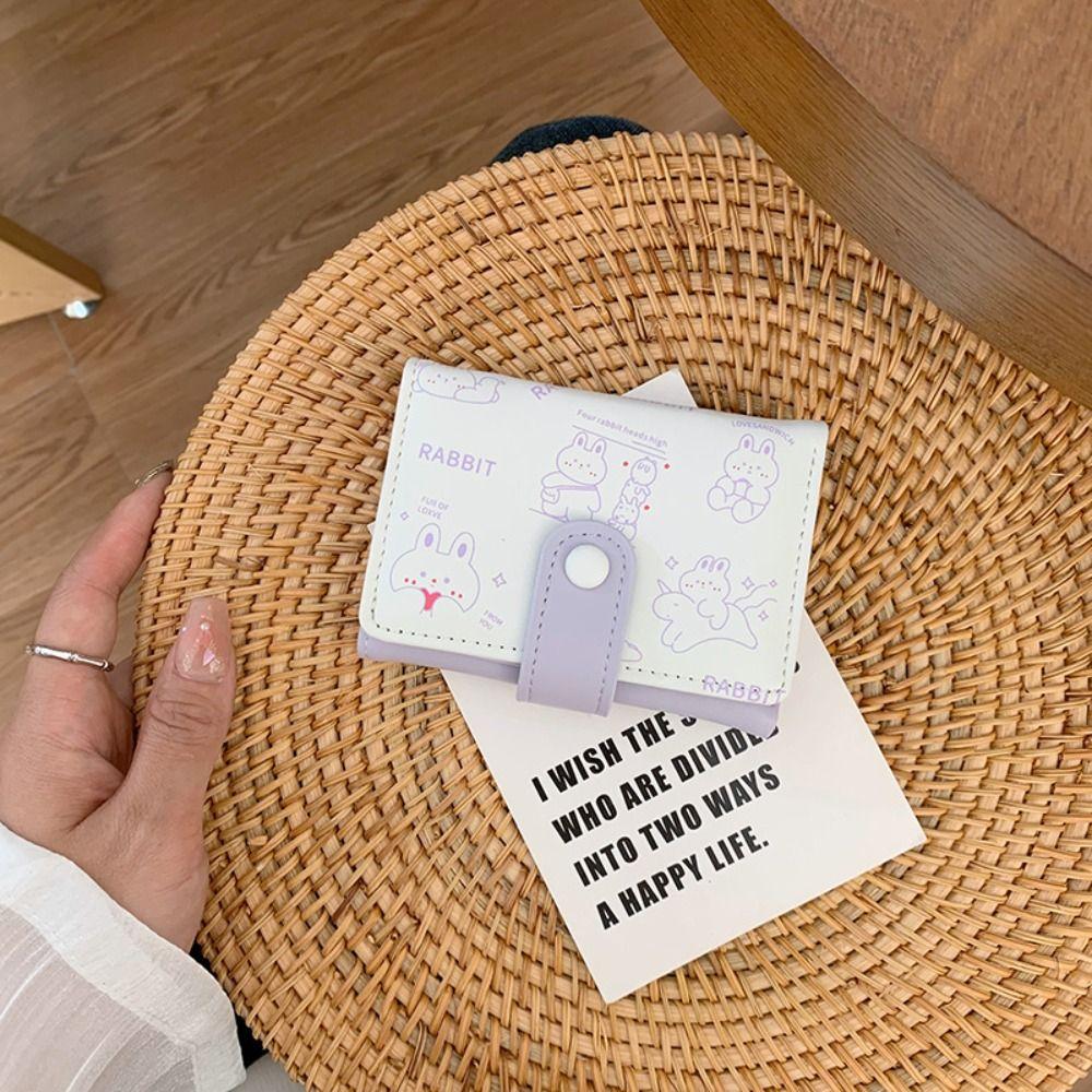 Bear Cartoon Short Wallet Kawaii Women Coin Purse Cute Three-fold Wallet Travel