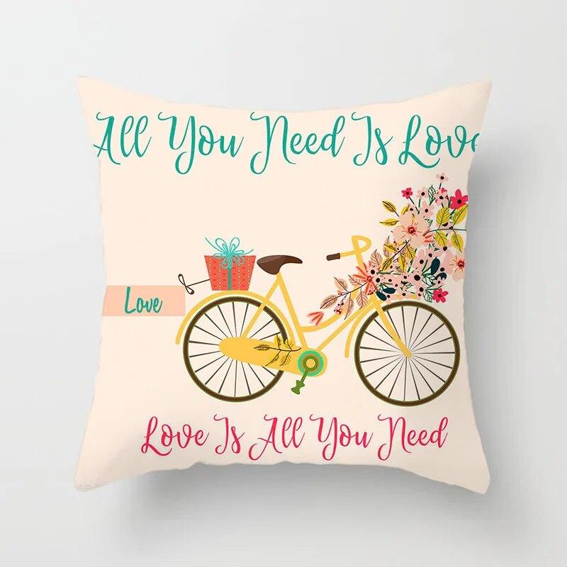 Декоративная наволочка для гостиной, спальни, цветочный велосипедный принт, домашний декор, наволочка