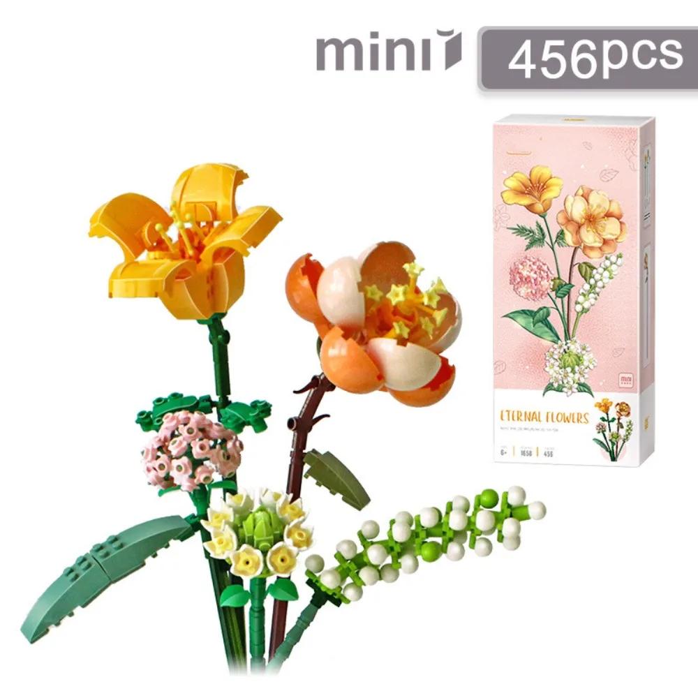 Romantic Rose Flowers Bouquet Building Blocks Sunflower Model Bricks Creative Desktop Decoration Kid Diy Toy Girl Birthday Gifts
