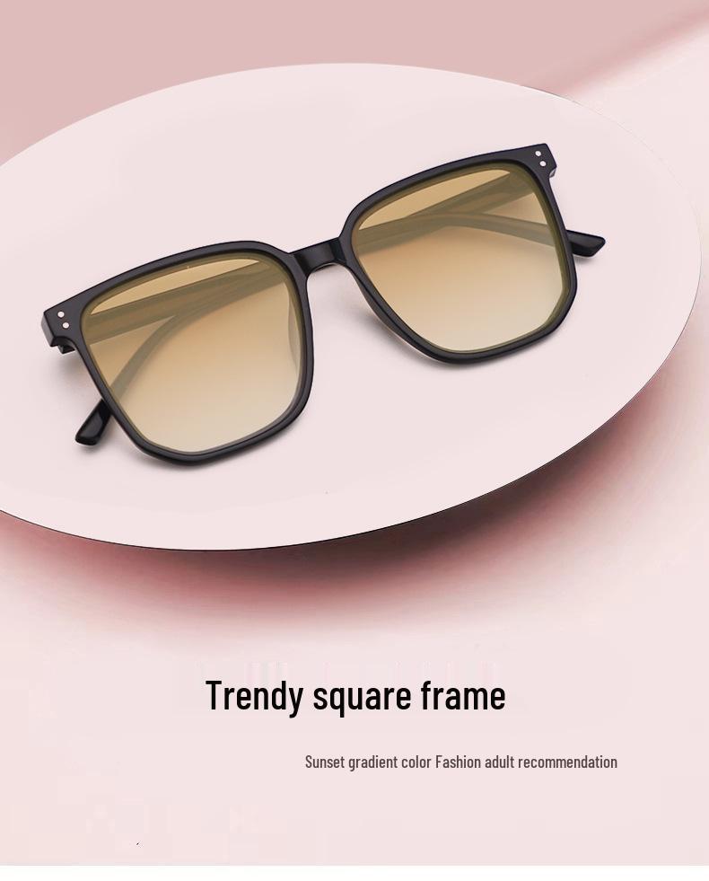 Большие квадратные солнцезащитные очки с градиентом заката для женщин – Премиальная защита от солнца с румяно-розовым оттенком