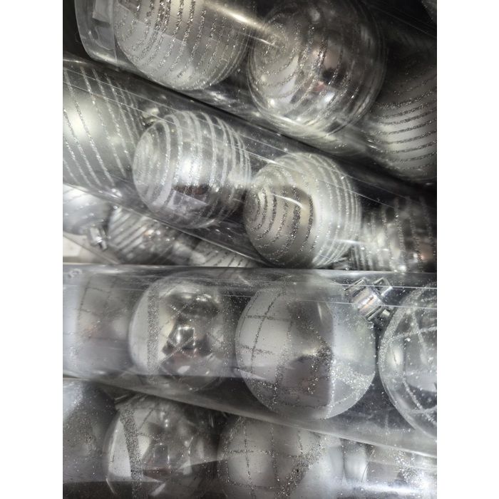 Set de 8 boules decor rayures de noel
