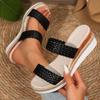 Fashion 2025 Vintage Wedge Heeled Woven Sandals Women Summer Plus Size Thick Sole Slippers Woman Comfort Lightweight Causal Slides Shoes