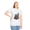 Cozy Fantasy Gray Cat Crown Books Castle Tower Unisex Softstyle T-Shirt