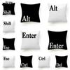 Клавиатура Jeanette Alt Del Ctrl с буквенным узором, чехол для подушки из полиэстера, черно-белая декоративная наволочка, домашний декор 45X45 см