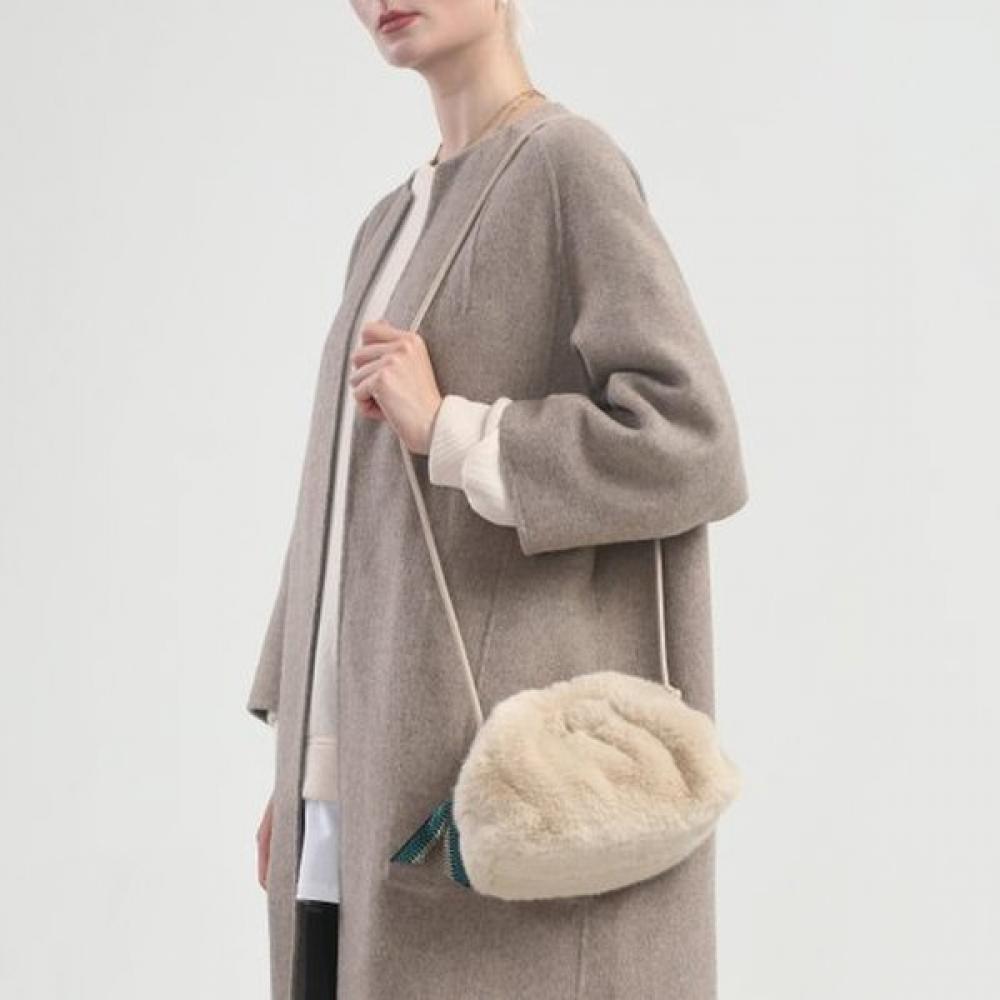 Lara Fur Clutch Crossbody Bag Beige Lala2f135