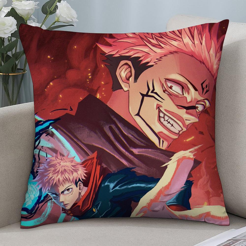 J-Jujutsu Kaisen Рёмен Сукуна Наволочка Короткий Плюш Чехлы для Подушек Декор Дивана Подарок Дом Двусторонний Принт Чехол для Подушки