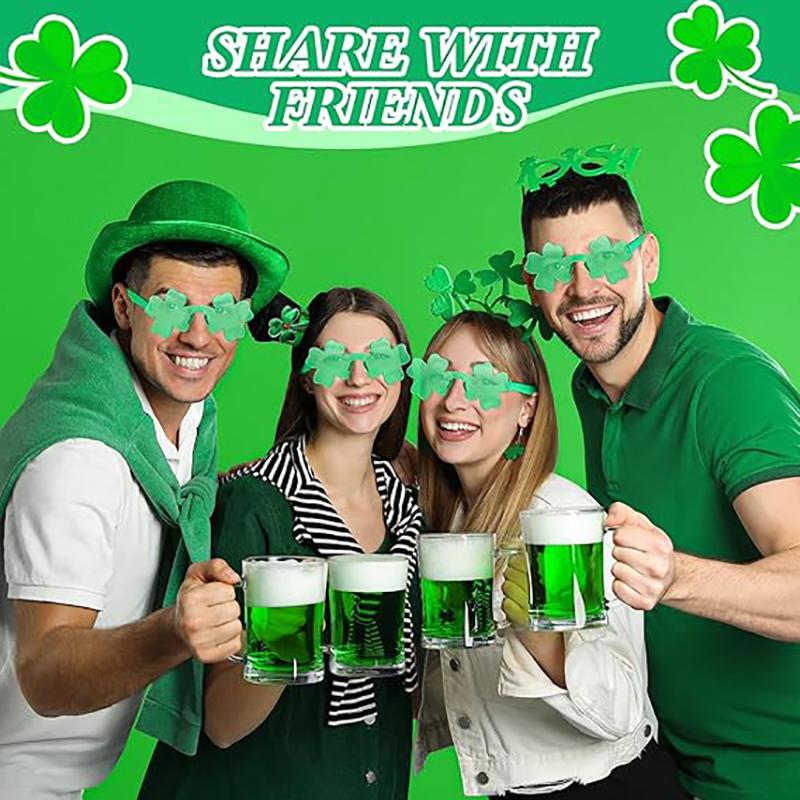 Солнцезащитные очки без оправы Four Leaf Clover Funny Fashion Green Festival Costumes Party Glasses Beach Sunglasses