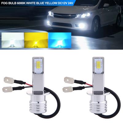 Пара 80 Вт H3 Автомобильная фара 3570 2SMD Светодиодная лампа Головная фара 4000 лм Светодиодные чипы Противотуманная лампа 6000K Белый Синий Желтый DC12V 24V