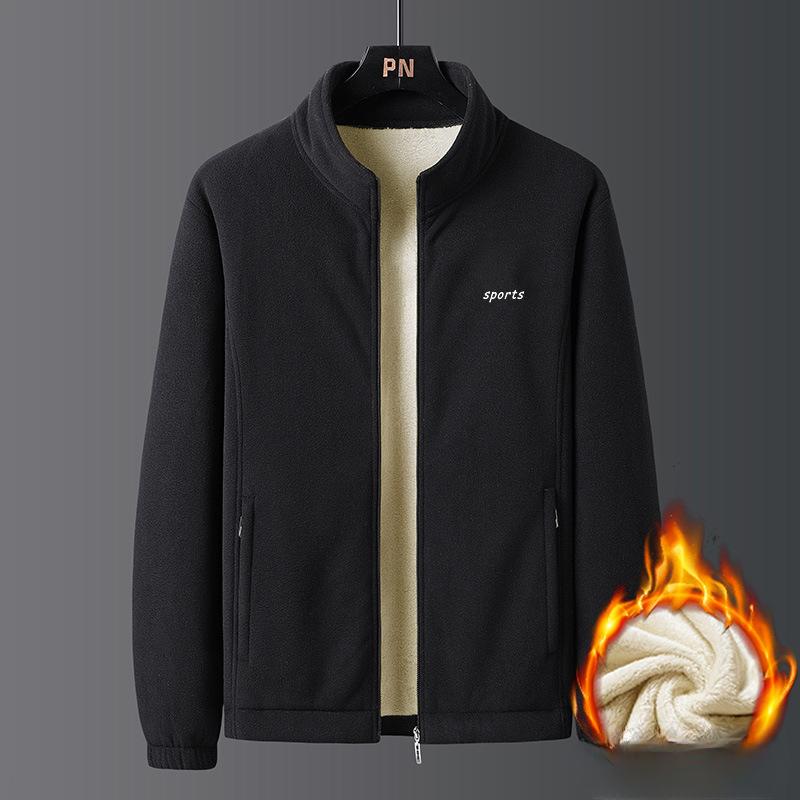 Куртка мужская осенняя с воротником-стойкой, флисовая утепленная куртка для людей среднего и пожилого возраста, куртка для папы, мужская одежда