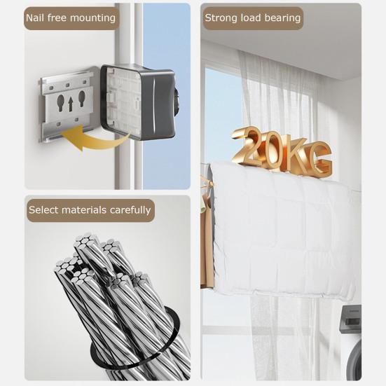 5.1M настенная выдвижная бельевая веревка регулируемая втягивающаяся невидимая прочная нержавеющая сталь