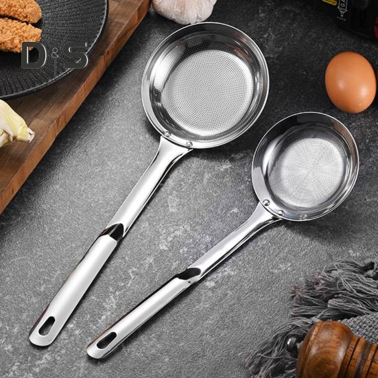 Ложка-скиммер из нержавеющей стали, мелкоячеистое сито, дуршлаг с длинной ручкой, универсальный кухонный инструмент для кухни