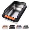 Cat Litter Box Stainless Steel Large Capacity Top Entry Anti Splashing Metal Litter Pan with Leakpro