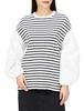 Mira Owen Tuck Sleeve Docking Knit BORDER 0 Women's Pullover, 09WNT224217,