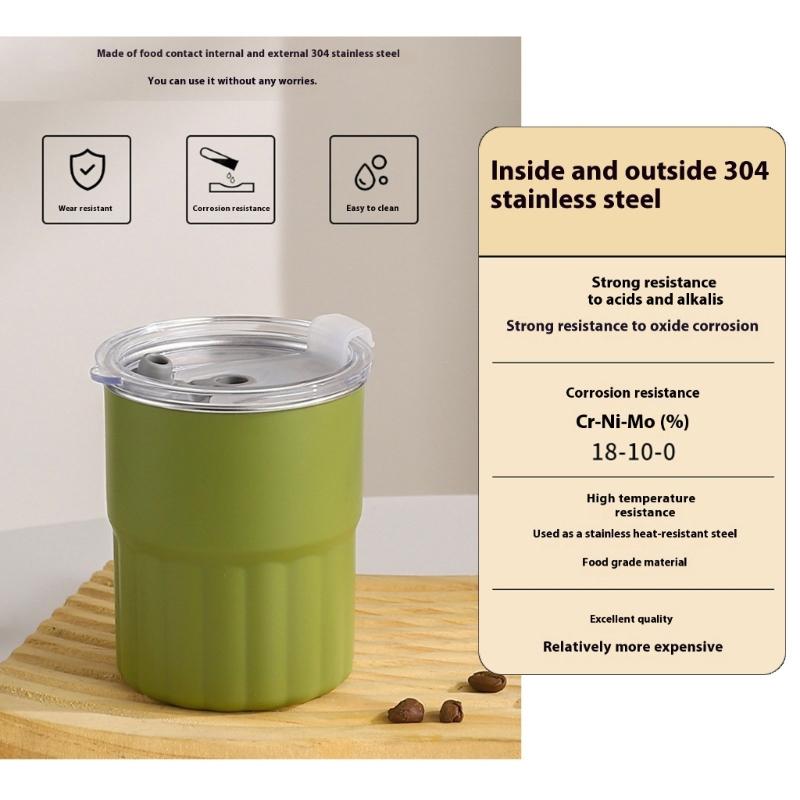 2 шт. Кружки из нержавеющей стали 304, штабелируемые металлические стаканы для холодной воды, двухстенные питьевые кружки с соломинкой и крышкой