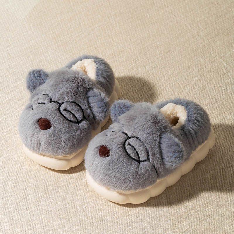 Детские хлопковые тапочки, милые домашние теплые нескользящие детские меховые тапочки с героями мультфильмов, модные домашние мягкие тапочки