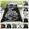 Комплект постельного белья, новый чехол на кровать, 3D череп, страшный принт, семейная спальня, полноразмерное пододеяльник и наволочка из микрофибры