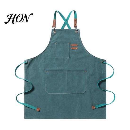 Multi Pocket Tool Apron Canvas Work with Multi-Pocket, Waterproof Oil-Proof Cross-Back Apron, Professional Nail Tech Adjustable Straps Protective for