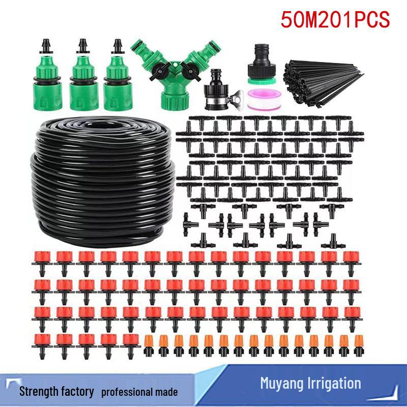 Automatic 50m Drip Irrigation Kit for Garden, Flower Watering, and Cooling Atomization