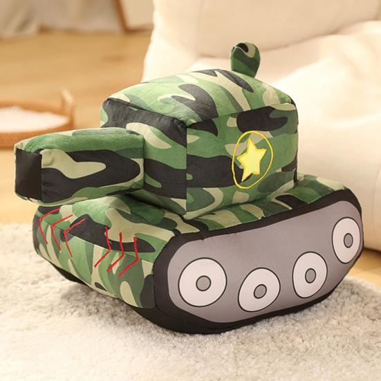 Tank Plush Toy Simulation Modeling Pentagram Pattern Camouflage Sleeping Accompany Hugging Cushion Children Plush Doll Pillow Toy Boys Toy Gift