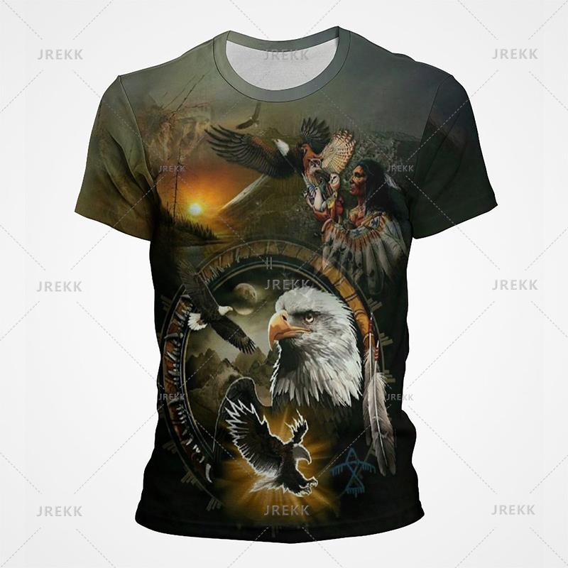 Футболки в уличном стиле с принтом американского орла и ястреба Белая голова морского орла с графическим принтом, полностью покрытая футболка Breathe Casual с коротким рукавом