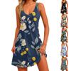 Women's Casual V Neck Floral Print Dress With Pockets Beach Dress