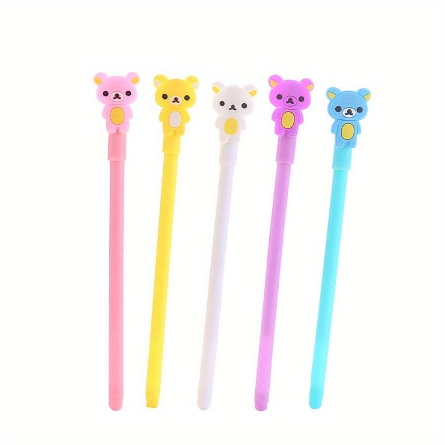 Back To School Season 10pcs 0.5mm Creative Patch Silicone Bear Gel Pen Cartoon Animal Shape Water Pen Cute Learning Stationery Office Signature Pen